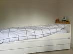 SLÄKT Bedframe met onderbed en opberger, wit, 90x200 cm, Huis en Inrichting, Slaapkamer | Bedden, Ophalen, 90 cm, Eenpersoons
