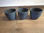 4x grijze bloempotjes, dezelfde maat, Rond, Binnen, Ophalen of Verzenden, Zo goed als nieuw
