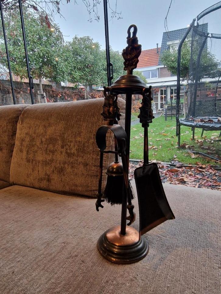 Antiek Koperen Haardset, Huis en Inrichting, Haarden, Gebruikt, Houthaard, Ophalen