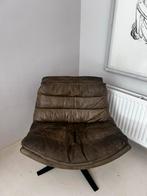 Dykk Leren Fauteuil Vintage, Ophalen, Gebruikt, 75 tot 100 cm, Leer