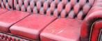 2 vintage Chesterfield banken geleefd + BEZORGING MOGELIJK, Gebruikt, Chesterfield, Leer, Ophalen of Verzenden