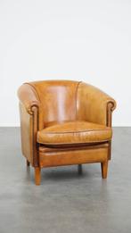 Charmante schapenleren clubfauteuil met warme kleurstelling, Huis en Inrichting, Fauteuils, Ophalen, Gebruikt, ., Vintage