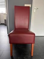 4 rode leren eetkamerstoelen, Huis en Inrichting, Stoelen, Leer, Ophalen of Verzenden, Zo goed als nieuw, Vier