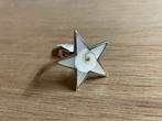 Ring ster 925 zilver 17 18 parelmoer schelp boho vintage, Nieuw, Ophalen of Verzenden, 17 tot 18, Dame