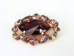 Vintage Tsjechische broche met geslepen kristallen uit de 80, Ophalen of Verzenden, Overige materialen, Broche