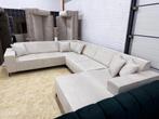 Nieuwe Moderne Hoekbank – Beige met Lounge & Hoge Pootjes, Ophalen, Hoekbank, Vierpersoons of meer, 300 cm of meer