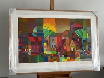 Ton Schulten, ingelijste zeefdruk Mozaiekstad beschikbaar voor biedingen