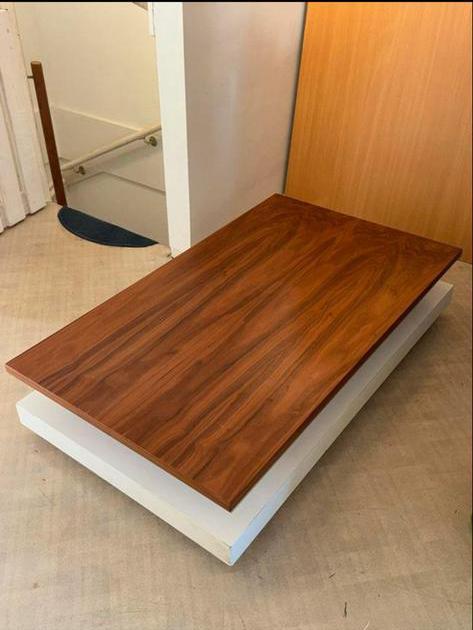 Stijlvolle Salontafel Walnootlook & Wit, Huis en Inrichting, Tafels | Sidetables, Zo goed als nieuw, 50 tot 75 cm, 100 tot 150 cm