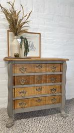 Buikkastje orgelkast opgeknapt taupe beige neutraal hout, Huis en Inrichting, Ophalen, 50 tot 100 cm, Zo goed als nieuw, 3 of 4 laden