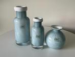 3 mondgeblazen glazen vaasjes, Fidrio Ancient Gray ,, Gebruikt, Overige kleuren, Ophalen of Verzenden, Glas