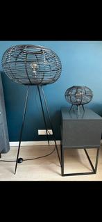 Rotan Lampen Set - Zwart - Goede Staat, Ophalen, Zo goed als nieuw, Metaal, 100 tot 150 cm