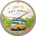 klok volkswagen let's get away doorsnede 31 cm, licentie, Huis en Inrichting, Ophalen of Verzenden, Nieuw, Wandklok
