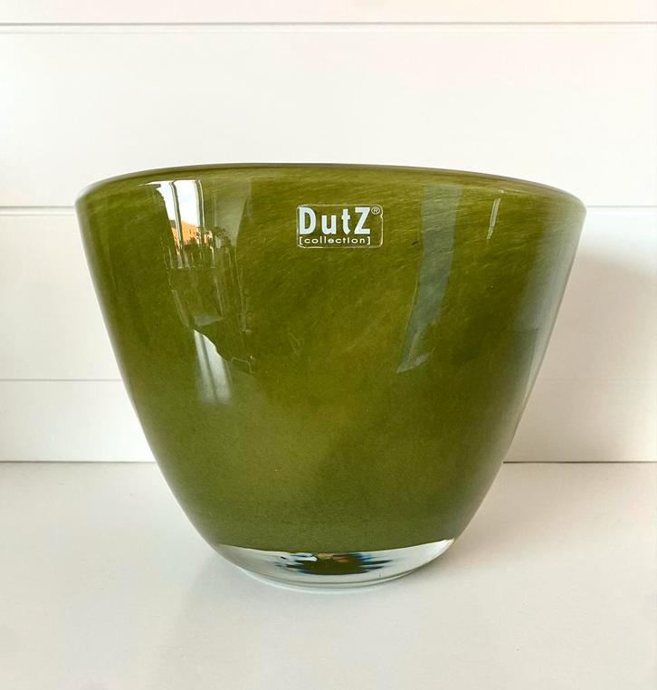 Groene Dutz Vaas , vazen, Tuin en Terras, Bloempotten, Zo goed als nieuw, Overige materialen, Binnen, Minder dan 40 cm, Minder dan 25 cm