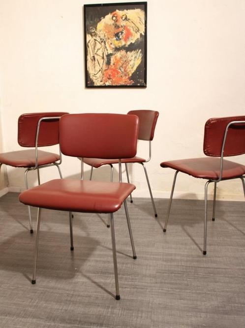 4x Gispen buisframe stoelen sixties vintage design, Huis en Inrichting, Stoelen, Gebruikt, Vier, Zwart, Ophalen
