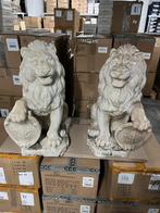 Set zittende poortwachter leeuwen in aardewerk, Steen, Gebruikt, Ophalen, Dierenbeeld