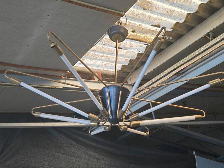 Vintage Design Hanglamp industriële, Huis en Inrichting, Lampen | Kroonluchters, Gebruikt, Glas, Metaal, Overige materialen, Ophalen