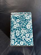 Vintage Calico blauw en wit opbergblik met bloemen, Ophalen of Verzenden, Gebruikt, Overige