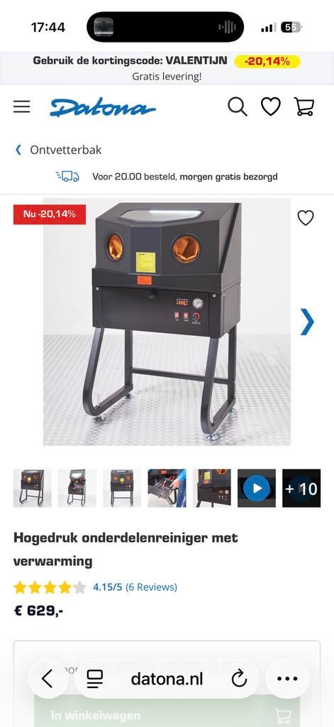 Datona hogedruk onderdelenreiniger met verwarming, Ophalen, Gebruikt