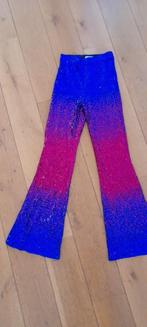 Prachtige glitterbroek blauw/roze voor discofeest maat S, Ophalen of Verzenden, Gebruikt, 170 of groter, Meisje