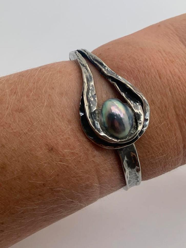 X822 Prachtige zilveren Perli armband (deel van set), Sieraden, Tassen en Uiterlijk, Antieke sieraden, Armband, Zilver, Ophalen of Verzenden