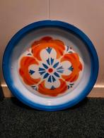 Vintage dienblad metaal Art Deco blauw oranje, Ophalen of Verzenden, Huis en Inrichting