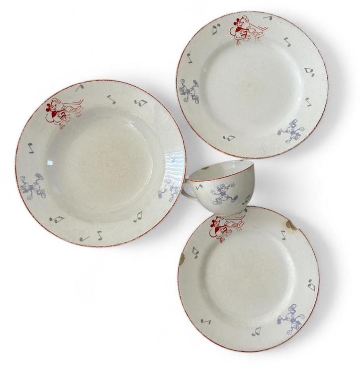 Vintage Japans Mickey Mouse Servies, Huis en Inrichting, Keuken | Servies, Gebruikt, Compleet servies, Overige stijlen, Aardewerk