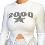 Bershka White 2000 Ribbed Split Hem Top, Kleding | Dames, Wit, Bershka, Zonder mouw, Gedragen