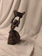 Antieke Bronzen Vrouw Kaarshouder, Ophalen of Verzenden, Brons