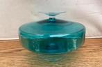 Zwiesel of Leerdam, Dekseldoos op voet, Meerblauw, Vintage, Antiek en Kunst, Ophalen of Verzenden