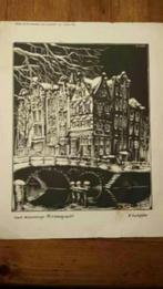 houtsnede hoek brouwersgracht prinsengracht Snapper., Antiek en Kunst, Kunst | Etsen en Gravures, Ophalen