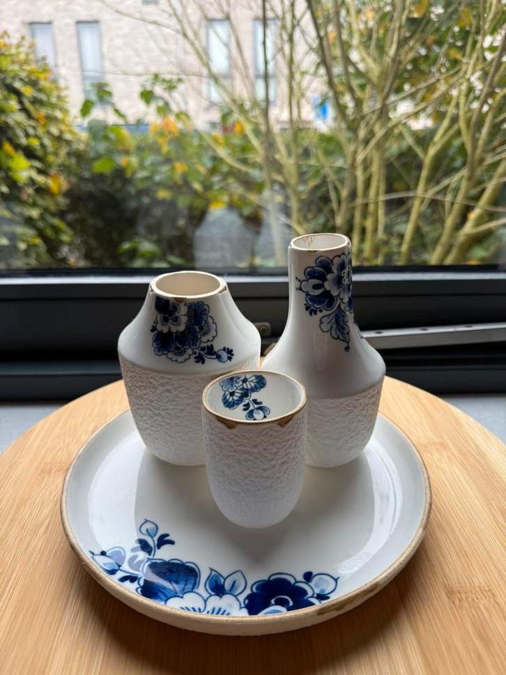 Heinen Delfts Blauw setje Debbie Wijskamp Design, Huis en Inrichting, Keuken | Servies, Zo goed als nieuw, Bord(en), Overige stijlen