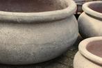 Grote ronde lage bloempotten schalen grijs cement 3 maten, Tuin en Terras, Bloempotten, Nieuw, Tuin, Rond, 40 cm of meer