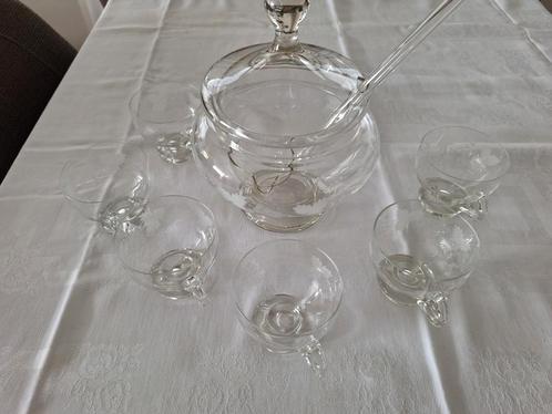 Bowlset met gravering ook geschikt voor punch of sangria, Antiek en Kunst, Antiek | Glas en Kristal, Ophalen