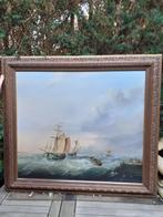Groot Schilderij, Olieverf/Doek, in Sierlijst "Op volle Zee", Ophalen of Verzenden