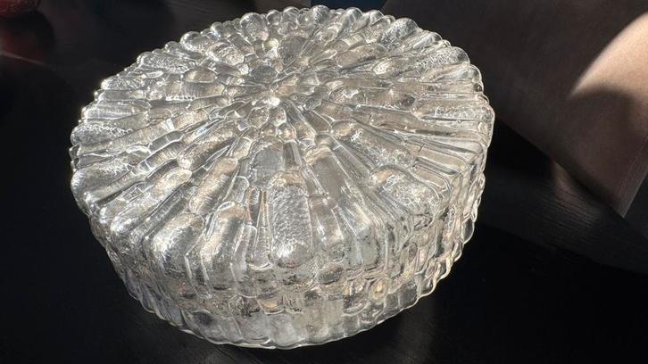 Vintage prachtige glazen plafondlamp uit jaren '60, Huis en Inrichting, Lampen | Plafondlampen, Gebruikt, Glas, Ophalen of Verzenden
