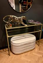 Goud metalen side table, Huis en Inrichting, Ophalen, Gebruikt, 25 tot 50 cm, Rechthoekig