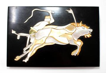 Schitterend Aziatisch Parelmoer & Gelakt Hout Wandpaneel beschikbaar voor biedingen