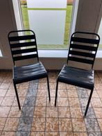 Twee donkere metalen tuinstoeltjes, Ophalen, Gebruikt, Metaal
