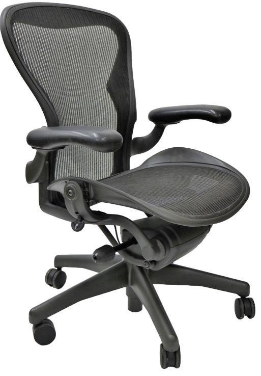Refurbished Herman Miller Aeron B Graphite Full option, Huis en Inrichting, Bureaustoelen, Gebruikt, Bureaustoel, Grijs, Ergonomisch
