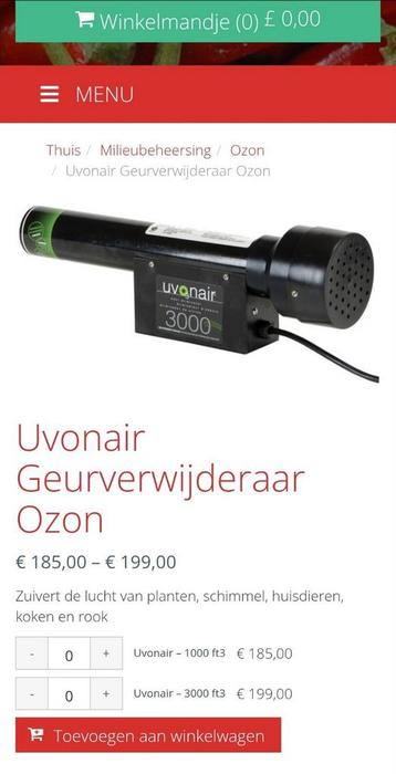 Uvonair Geurverwijderaar Ozon beschikbaar voor biedingen