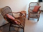 Mooie set rotan lounge-stoelen, Huis en Inrichting, Ophalen, Zo goed als nieuw, Bruin, Twee