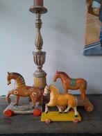 Oude Papier Maché Speelgoed Paardjes - Set van 3, Ophalen of Verzenden