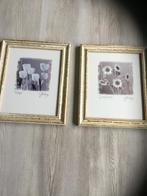 Twee schilderijtjes - vintage, Ophalen of Verzenden, Zo goed als nieuw, Hout, Minder dan 50 cm