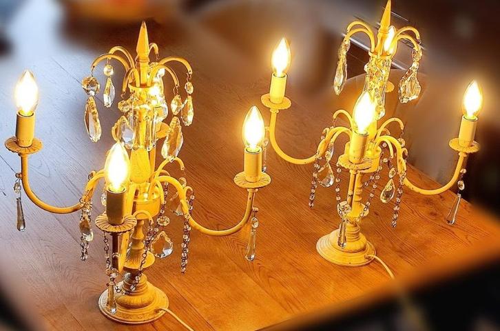 Set 2 tafelkandelabers girandoles / Vintage stijl / Lampen, Antiek en Kunst, Antiek | Lampen, Ophalen of Verzenden