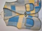 retro Bodywarmer vestje wol blauw geel creme maat 40 / L, Ophalen of Verzenden, Nieuw, Maat 38/40 (M), Blauw