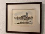 Jos van Dijk - Dordrecht Tekening Ingelijst O.L. Vrouwenkerk, Ophalen