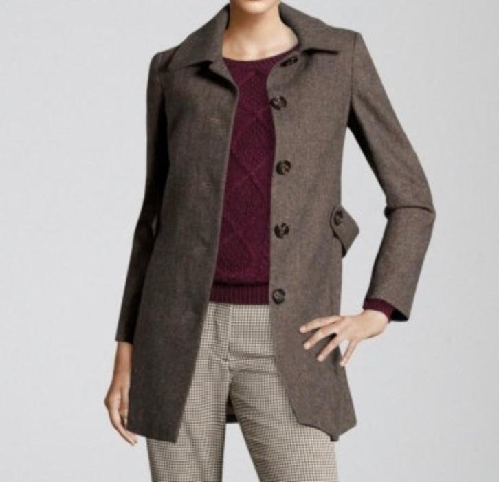 H&M tweed wollen tussen jas ZGAN maat S, Kleding | Dames, Jassen | Winter, Zo goed als nieuw, Maat 36 (S), Bruin, Ophalen of Verzenden
