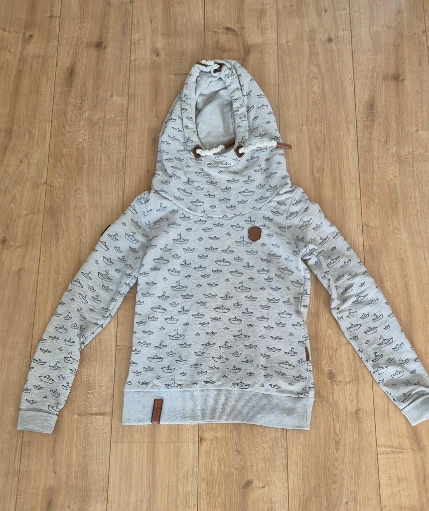 Naketano. Hoodie / Sweater. Grijs met blauw. Maat S., Kleding | Dames, Ophalen of Verzenden, Zo goed als nieuw, Maat 36 (S), Grijs