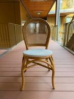 Rotan eetkamerstoel met stoffen zitting (4 stuks), Huis en Inrichting, Ophalen, Gebruikt, Bruin, Riet of Rotan