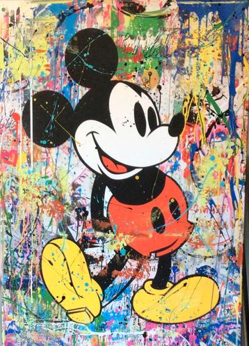 Mickey Mouse- Mixed Media- Katoenen canvasdoek-100x70cm beschikbaar voor biedingen